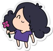 sticker cartoon illustration of a cute kawaii girl png