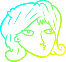cold gradient line drawing of a woman png