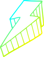 cold gradient line drawing of a cartoon decorative lightning bolt png