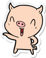 sticker of a happy cartoon pig png