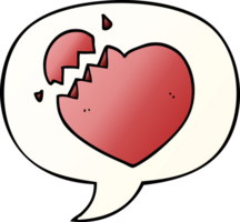 cartoon broken heart with speech bubble in smooth gradient style png