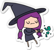 hand drawn sticker cartoon of cute kawaii witch png