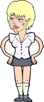 cartoon tough woman with hands on hips png