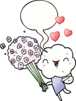cute cartoon cloud head creature with speech bubble in smooth gradient style png