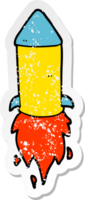 distressed sticker of a cartoon rocket png