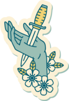 sticker of tattoo in traditional style of a dagger in the hand png