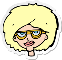 sticker van een tekenfilmvrouw die een bril draagt png