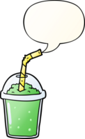 dessin animé glacé smoothie avec discours bulle dans lisse pente style png