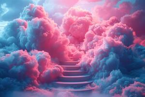 Stone steps with pink clouds photo