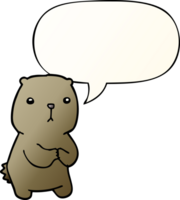 cartoon worried bear with speech bubble in smooth gradient style png