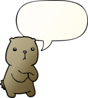 desenho animado preocupado Urso com discurso bolha dentro suave gradiente estilo png