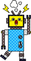 comic book style cartoon of a malfunctioning robot png