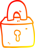 warm gradient line drawing of a cartoon padlock png