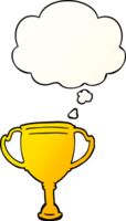 cartoon sports trophy with thought bubble in smooth gradient style png