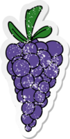 distressed sticker of a quirky hand drawn cartoon bunch of grapes png