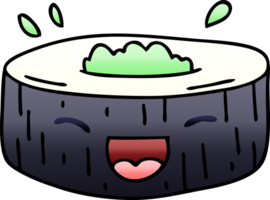 gradient shaded quirky cartoon happy sushi png