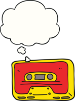 cartoon old tape cassette with thought bubble png