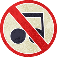 retro illustration style cartoon of a no music sign png