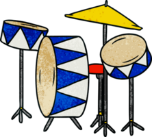 hand drawn textured cartoon doodle of a drum kit png