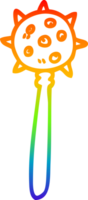 rainbow gradient line drawing of a cartoon medieval mace png