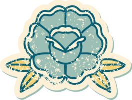 iconisch verontrust sticker tatoeëren stijl beeld van een bloem png