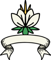 traditional tattoo with banner of a water lily png