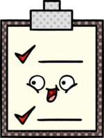 comic book style cartoon of a check list png