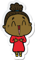 sticker of a cartoon happy old lady png