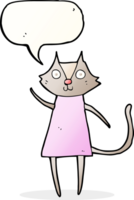 carino cartone animato gatto agitando con discorso bolla png