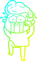 frio gradiente linha desenhando do uma desenho animado chorando homem png