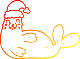 caloroso gradiente linha desenhando do uma desenho animado Natal morsa png