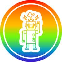 malfunctioning robot circular icon with rainbow gradient finish png