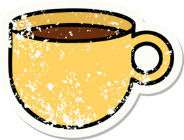 distressed sticker tattoo in traditional style of cup of coffee png