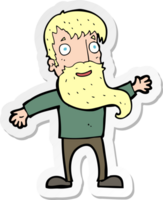 sticker of a cartoon man with beard waving png