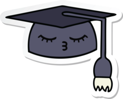 sticker of a cute cartoon graduation hat png