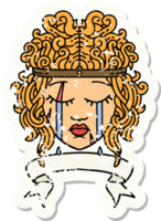 Retro Tattoo Style crying human barbarian with banner png