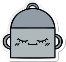 sticker of a cute cartoon cooking pot png