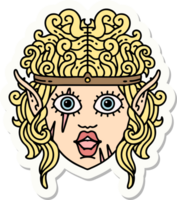 sticker of a elf barbarian character face png