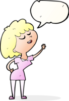 cartoon happy woman about to speak with speech bubble png