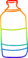 rainbow gradient line drawing of a cartoon old green bottle png