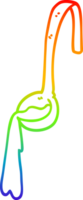 rainbow gradient line drawing of a cartoon ladle of food png