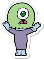 sticker van een cartoon cyclops buitenaardse ruimtevaarder png