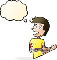 cartoon man with tattoos with thought bubble png