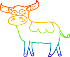 rainbow gradient line drawing of a cartoon bull png