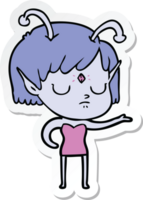 sticker of a cartoon alien girl png
