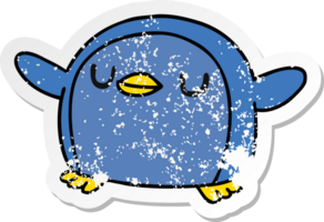 distressed sticker cartoon illustration kawaii of a cute penguin png