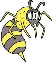 hand drawn quirky cartoon wasp png