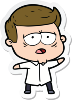 sticker of a cartoon tired man png