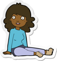 sticker of a cartoon happy woman png