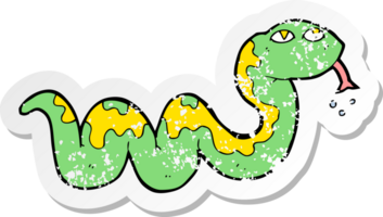 retro distressed sticker of a cartoon snake png